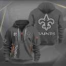 New Orleans Saints White Logo NFL Quarter Zip Hoodie