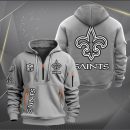 New Orleans Saints White Logo NFL Quarter Zip Hoodie