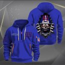 New York Giants Football Player Skull Quarter Zip Hoodie