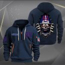 New York Giants Football Player Skull Quarter Zip Hoodie