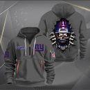 New York Giants Football Player Skull Quarter Zip Hoodie