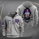New York Giants Football Player Skull Quarter Zip Hoodie