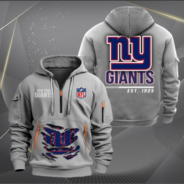 New York Giants Monster Scratch 2 Logo NFL Quarter Zip Hoodie - Image 3