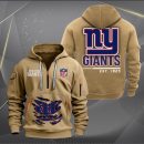 New York Giants Monster Scratch 2 Logo NFL Quarter Zip Hoodie
