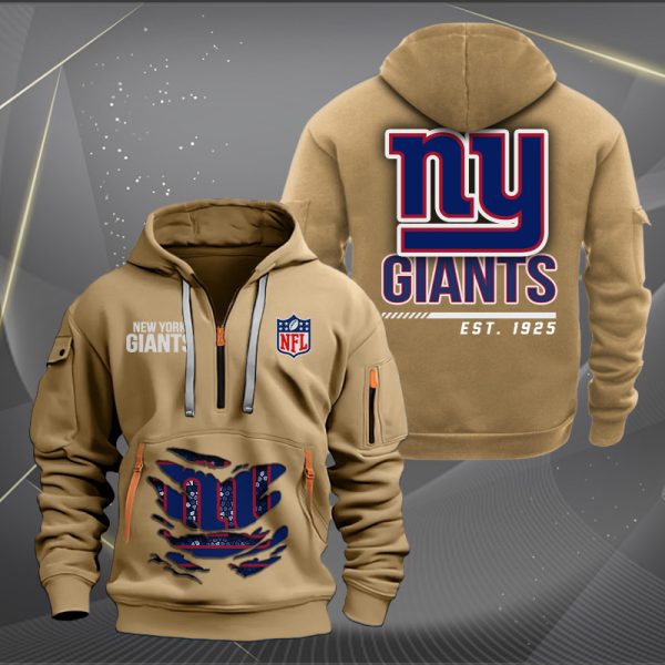 New York Giants Monster Scratch 2 Logo NFL Quarter Zip Hoodie - Image 4