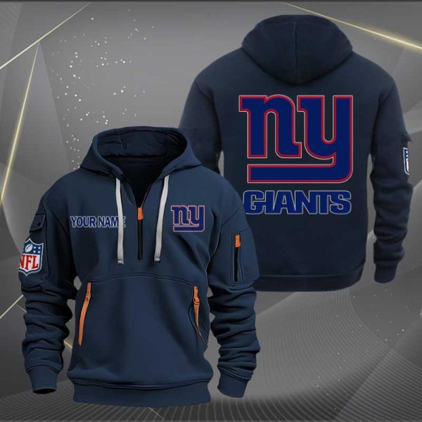 New York Giants Logo NFL Quarter Zip Hoodie Ver 270 - Image 2