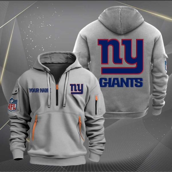 New York Giants Logo NFL Quarter Zip Hoodie Ver 270 - Image 3