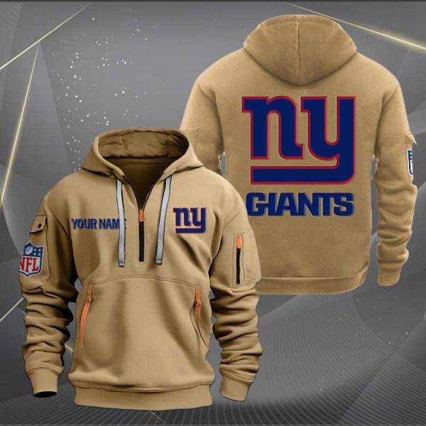 New York Giants Logo NFL Quarter Zip Hoodie Ver 270 - Image 4