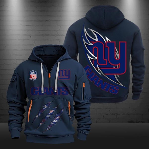 New York Giants Monster Scratch Logo NFL Quarter Zip Hoodie