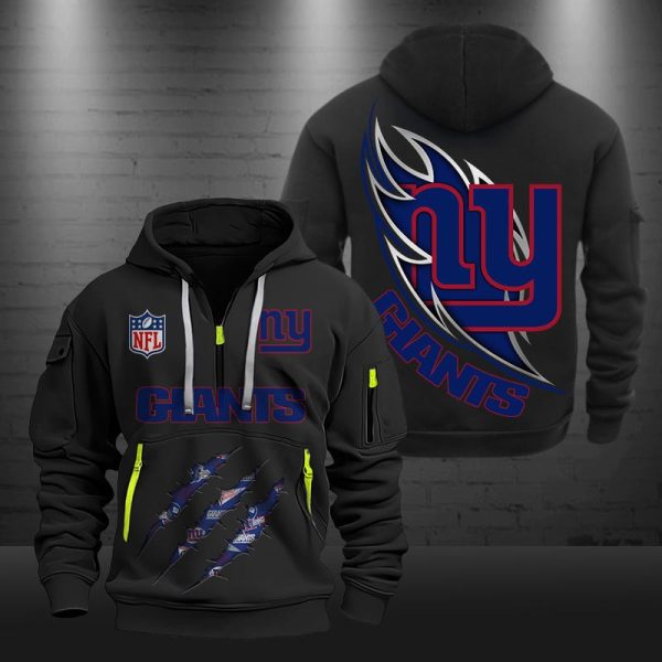 New York Giants Monster Scratch Logo NFL Quarter Zip Hoodie - Image 2