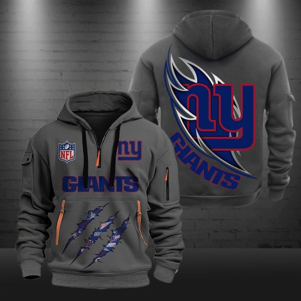 New York Giants Monster Scratch Logo NFL Quarter Zip Hoodie - Image 3