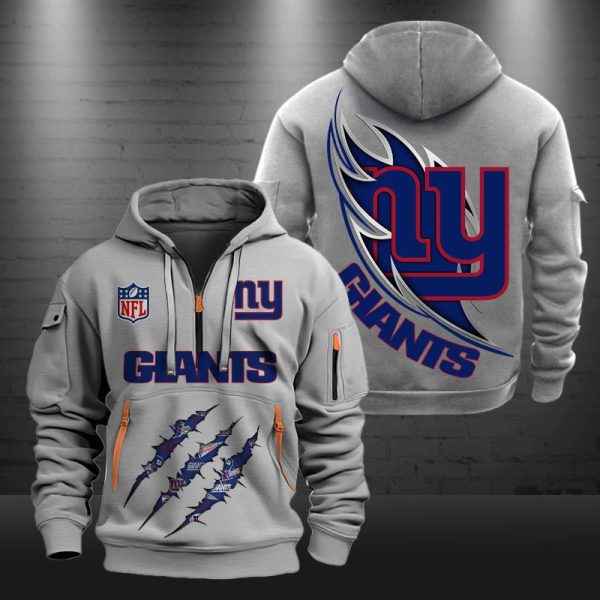 New York Giants Monster Scratch Logo NFL Quarter Zip Hoodie - Image 4