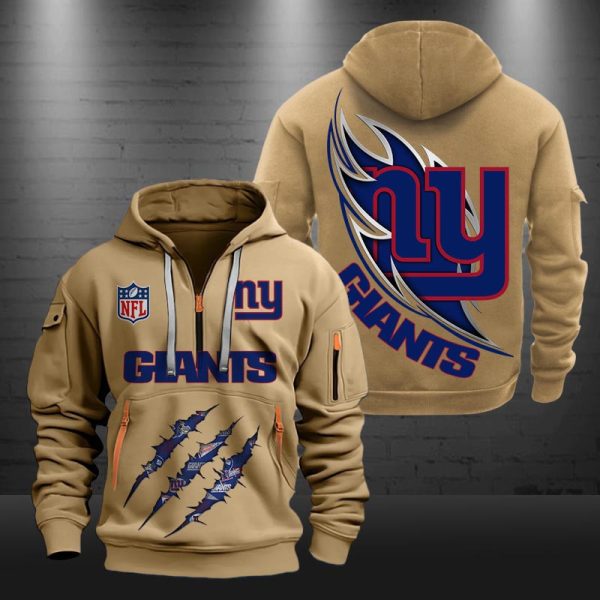 New York Giants Monster Scratch Logo NFL Quarter Zip Hoodie - Image 5