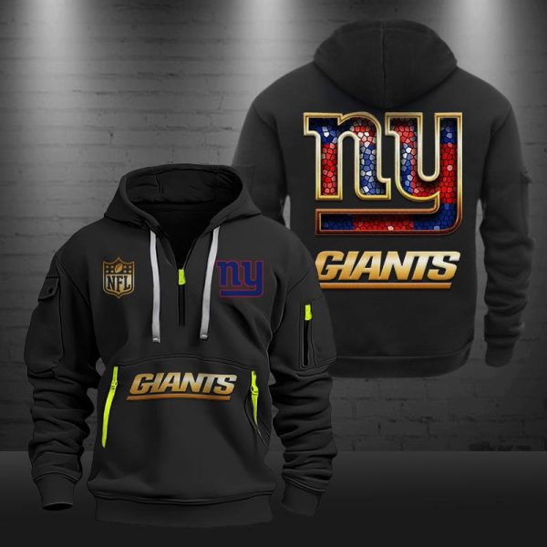 New York Giants Golden Logo NFL Quarter Zip Hoodie - Image 3