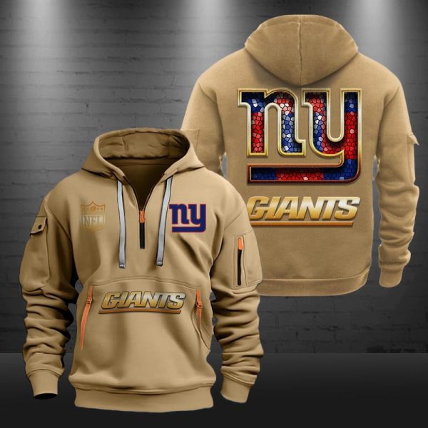 New York Giants Golden Logo NFL Quarter Zip Hoodie - Image 5
