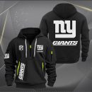 New York Giants White Logo NFL Quarter Zip Hoodie