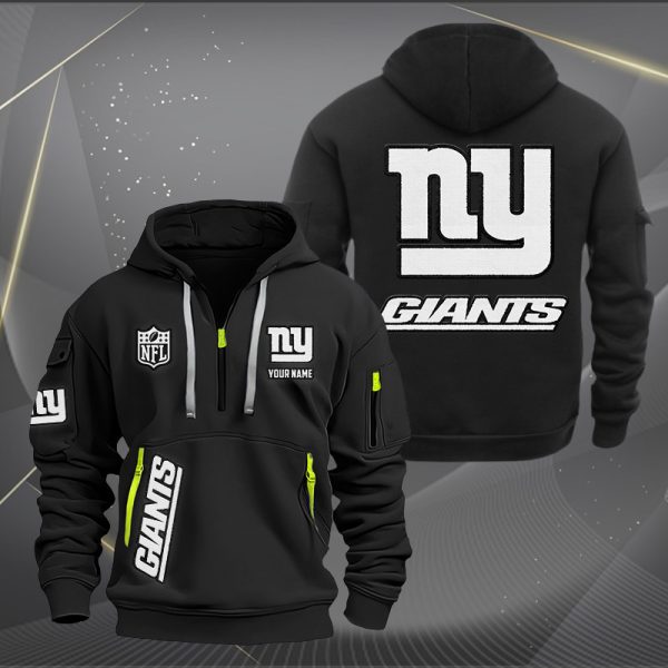 New York Giants White Logo NFL Quarter Zip Hoodie