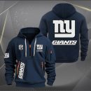 New York Giants White Logo NFL Quarter Zip Hoodie