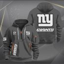 New York Giants White Logo NFL Quarter Zip Hoodie