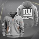 New York Giants White Logo NFL Quarter Zip Hoodie
