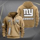 New York Giants White Logo NFL Quarter Zip Hoodie