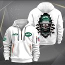 New York Jets Football Player Skull Quarter Zip Hoodie