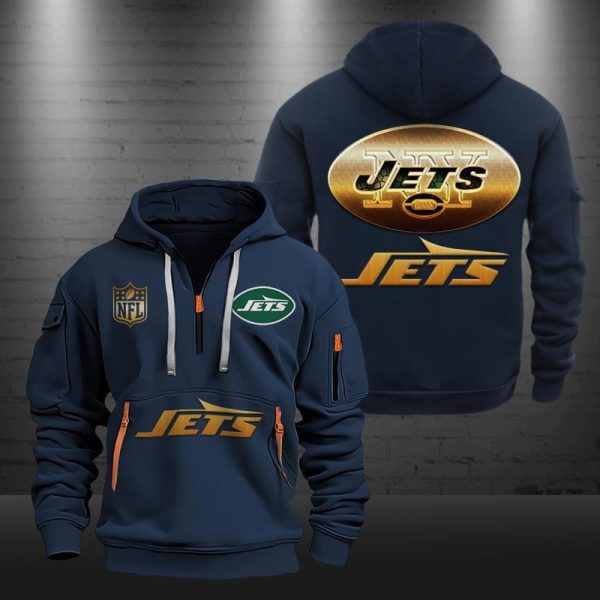 New York Jets Golden Logo NFL Quarter Zip Hoodie - Image 4