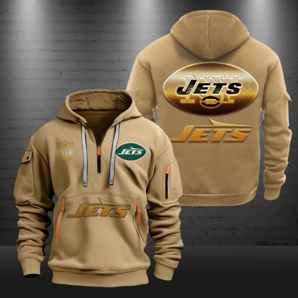 New York Jets Golden Logo NFL Quarter Zip Hoodie - Image 5
