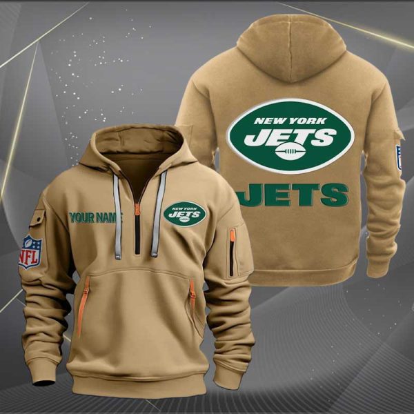 New York Jets Logo NFL Quarter Zip Hoodie Ver 261 - Image 4
