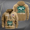 New York Jets Monster Scratch 2 Logo NFL Quarter Zip Hoodie