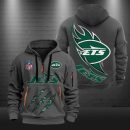 New York Jets Monster Scratch Logo NFL Quarter Zip Hoodie