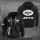 New York Jets White Logo NFL Quarter Zip Hoodie