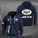 New York Jets White Logo NFL Quarter Zip Hoodie