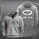 New York Jets White Logo NFL Quarter Zip Hoodie