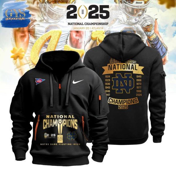 Notre Dame Fighting Irish National Champions 2025 Limited Quarter Zip Hoodie