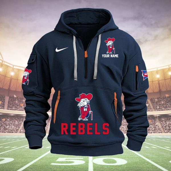 Ole Miss Rebels Quarter Zip Hoodie Ver 35 - Image 2