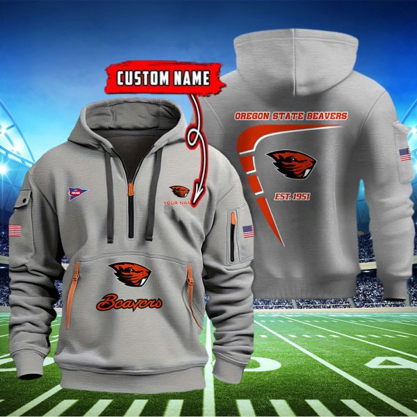 Oregon State Beavers Quarter Zip Hoodie Ver 33 - Image 3