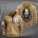 Pittsburgh Steelers Football Player Skull Quarter Zip Hoodie