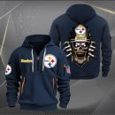 Pittsburgh Steelers Football Player Skull Quarter Zip Hoodie