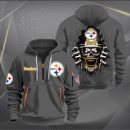 Pittsburgh Steelers Football Player Skull Quarter Zip Hoodie