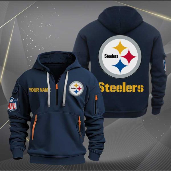 Pittsburgh Steelers Logo NFL Quarter Zip Hoodie Ver 253 - Image 2