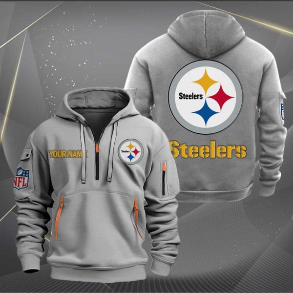 Pittsburgh Steelers Logo NFL Quarter Zip Hoodie Ver 253 - Image 3