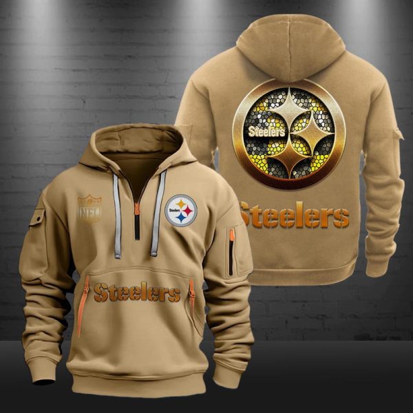 Pittsburgh Steelers Golden Logo NFL Quarter Zip Hoodie