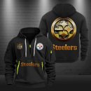 Pittsburgh Steelers Golden Logo NFL Quarter Zip Hoodie