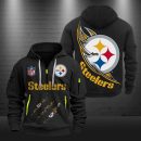 Pittsburgh Steelers Monster Scratch Logo NFL Quarter Zip Hoodie