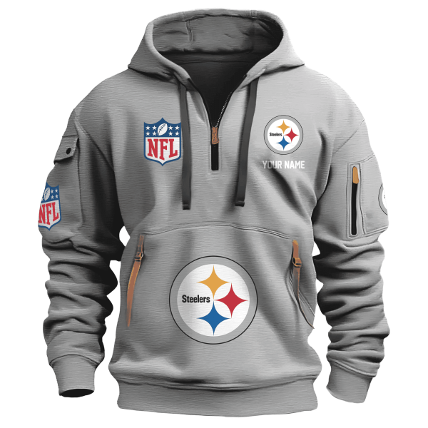 Pittsburgh Steelers Premium NFL Quarter Zip Hoodie - Image 4