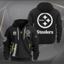 Pittsburgh Steelers White Logo NFL Quarter Zip Hoodie