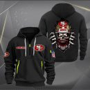 San Francisco 49ers Football Player Skull Quarter Zip Hoodie
