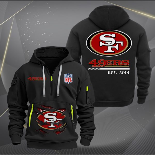 San Francisco 49ers Monster Scratch 2 Logo NFL Quarter Zip Hoodie