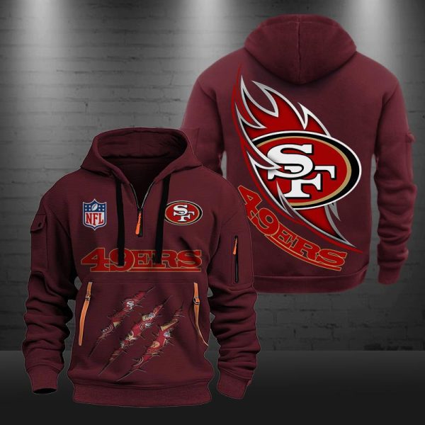 San Francisco 49ers Monster Scratch Logo NFL Quarter Zip Hoodie